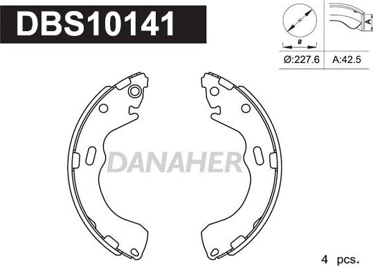 Danaher DBS10141 - Комплект гальм, барабанний механізм autocars.com.ua