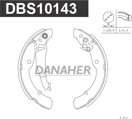 Danaher DBS10143 - Комплект тормозных колодок, барабанные autodnr.net