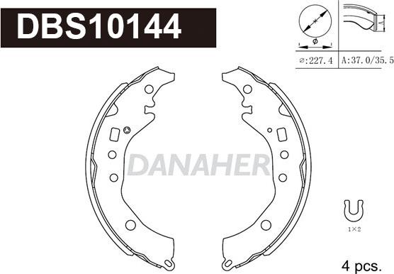 Danaher DBS10144 - Комплект гальм, барабанний механізм autocars.com.ua