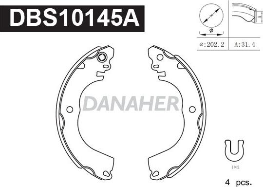 Danaher DBS10145A - Комплект гальм, барабанний механізм autocars.com.ua