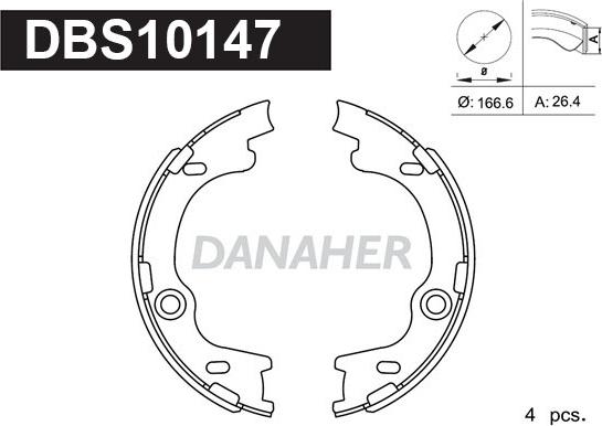Danaher DBS10147 - Комплект гальм, ручник, парковка autocars.com.ua