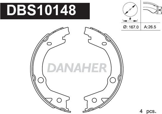 Danaher DBS10148 - Комплект тормозов, ручник, парковка autodnr.net