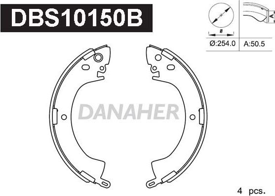 Danaher DBS10150B - Комплект гальм, барабанний механізм autocars.com.ua