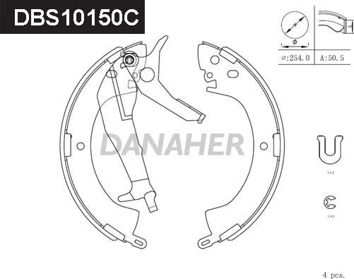 Danaher DBS10150C - Комплект гальм, барабанний механізм autocars.com.ua