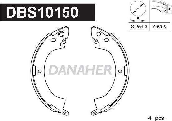 Danaher DBS10150 - Комплект гальм, барабанний механізм autocars.com.ua