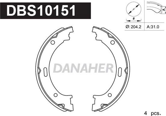 Danaher DBS10151 - Комплект гальм, ручник, парковка autocars.com.ua