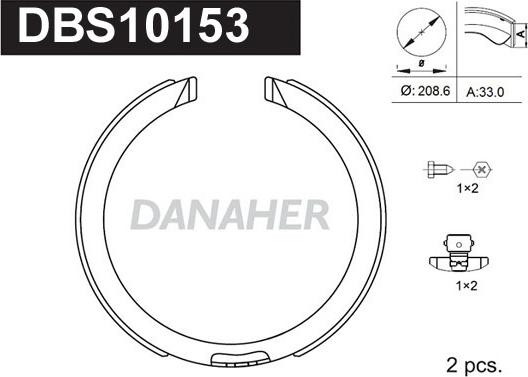 Danaher DBS10153 - Комплект гальм, ручник, парковка autocars.com.ua