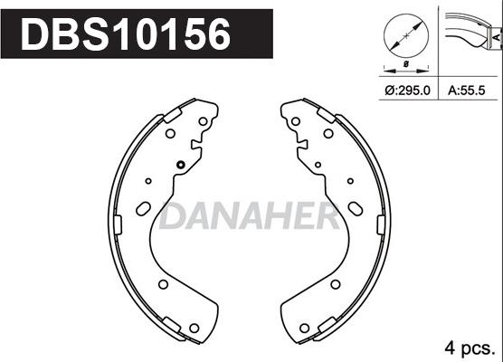 Danaher DBS10156 - Комплект гальм, барабанний механізм autocars.com.ua