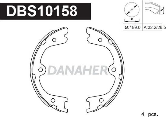 Danaher DBS10158 - Комплект гальм, ручник, парковка autocars.com.ua