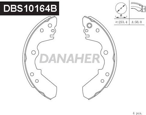 Danaher DBS10164B - Комплект гальм, барабанний механізм autocars.com.ua