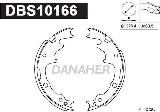 Danaher DBS10166 - Комплект гальм, барабанний механізм autocars.com.ua
