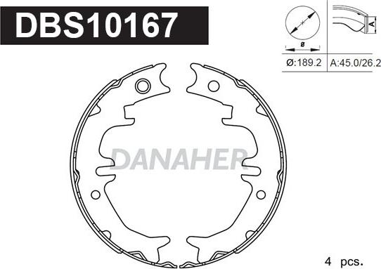 Danaher DBS10167 - Комплект тормозов, ручник, парковка autodnr.net
