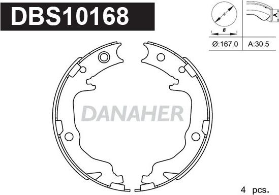 Danaher DBS10168 - Комплект гальм, ручник, парковка autocars.com.ua