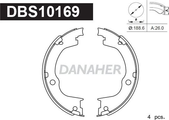 Danaher DBS10169 - Комплект гальм, ручник, парковка autocars.com.ua