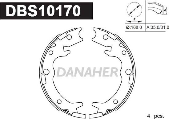 Danaher DBS10170 - Комплект тормозов, ручник, парковка autodnr.net