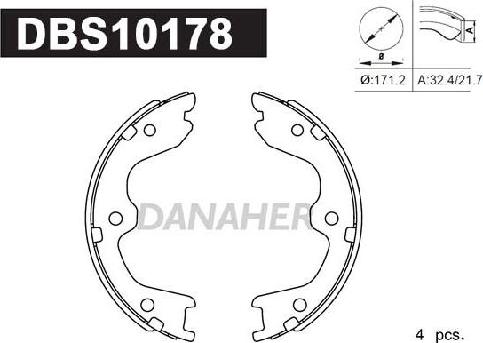 Danaher DBS10178 - Комплект тормозов, ручник, парковка autodnr.net