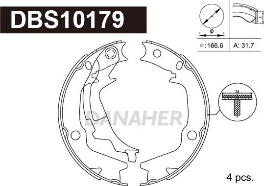 Danaher DBS10179 - Комплект тормозов, ручник, парковка autodnr.net