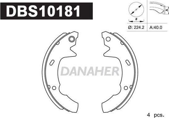Danaher DBS10181 - Комплект тормозных колодок, барабанные autodnr.net