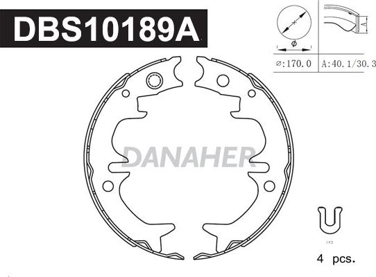 Danaher DBS10189A - Комплект гальм, ручник, парковка autocars.com.ua