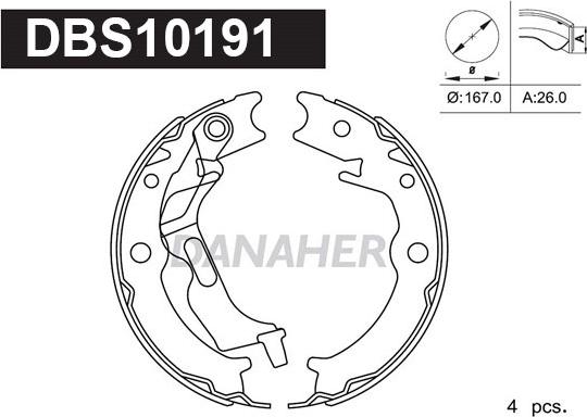 Danaher DBS10191 - Комплект гальм, ручник, парковка autocars.com.ua