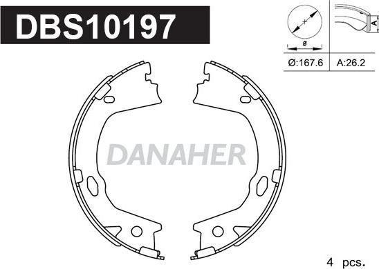 Danaher DBS10197 - Комплект гальм, ручник, парковка autocars.com.ua