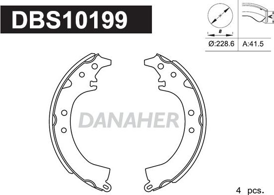 Danaher DBS10199 - Комплект гальм, барабанний механізм autocars.com.ua