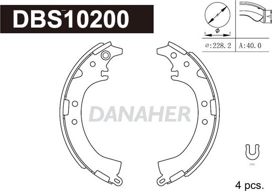 Danaher DBS10200 - Комплект гальм, барабанний механізм autocars.com.ua