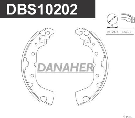 Danaher DBS10202 - Комплект тормозных колодок, барабанные autodnr.net