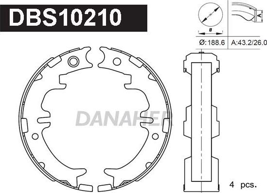 Danaher DBS10210 - Комплект гальм, ручник, парковка autocars.com.ua