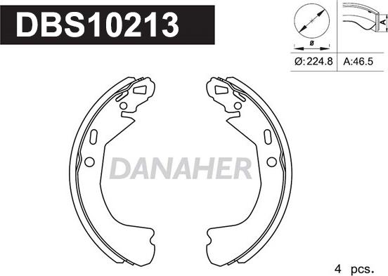 Danaher DBS10213 - Комплект гальм, барабанний механізм autocars.com.ua
