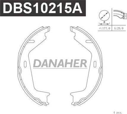 Danaher DBS10215A - Комплект тормозов, ручник, парковка autodnr.net