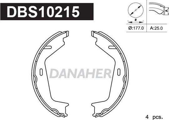 Danaher DBS10215 - Комплект тормозов, ручник, парковка autodnr.net
