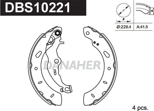 Danaher DBS10221 - Комплект тормозных колодок, барабанные autodnr.net