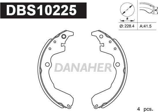 Danaher DBS10225 - Комплект гальм, барабанний механізм autocars.com.ua