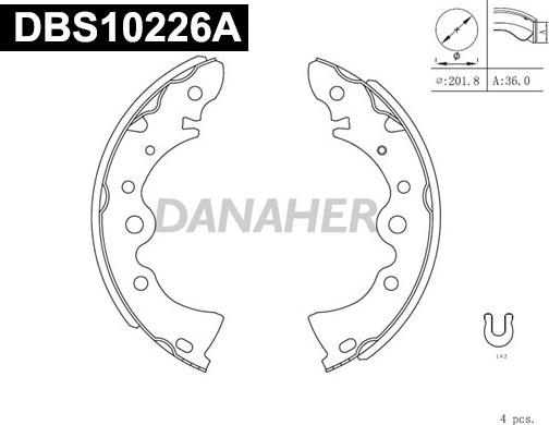 Danaher DBS10226A - Комплект гальм, барабанний механізм autocars.com.ua