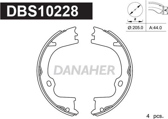Danaher DBS10228 - Комплект гальм, ручник, парковка autocars.com.ua