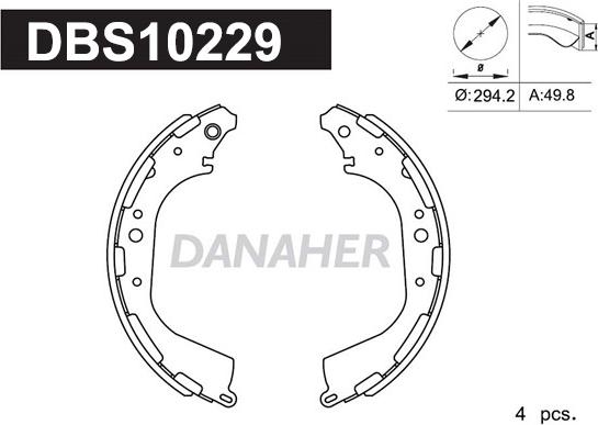 Danaher DBS10229 - Комплект гальм, барабанний механізм autocars.com.ua