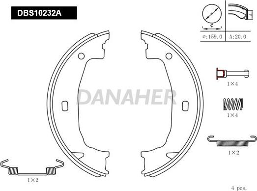 Danaher DBS10232A - Комплект тормозов, ручник, парковка autodnr.net