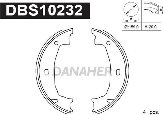 Danaher DBS10232 - Комплект гальм, ручник, парковка autocars.com.ua