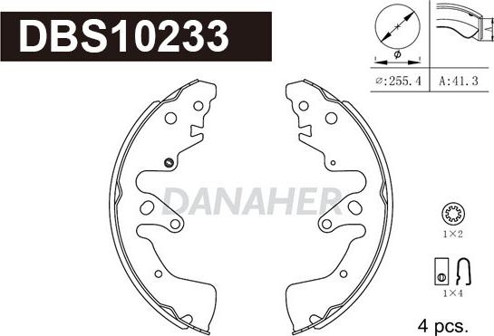 Danaher DBS10233 - Комплект гальм, барабанний механізм autocars.com.ua