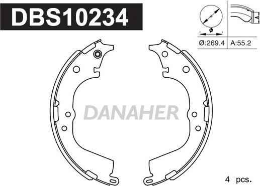 Danaher DBS10234 - Комплект гальм, барабанний механізм autocars.com.ua