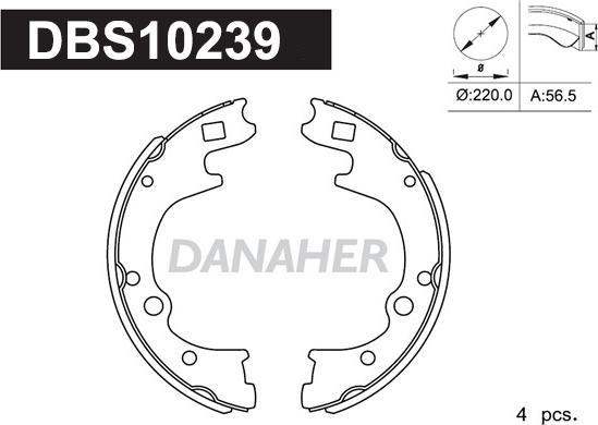Danaher DBS10239 - Комплект гальм, барабанний механізм autocars.com.ua