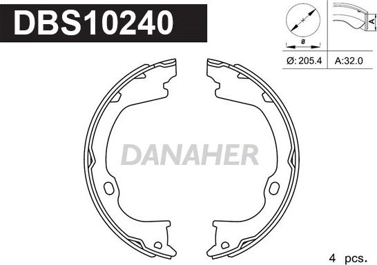 Danaher DBS10240 - Комплект гальм, ручник, парковка autocars.com.ua