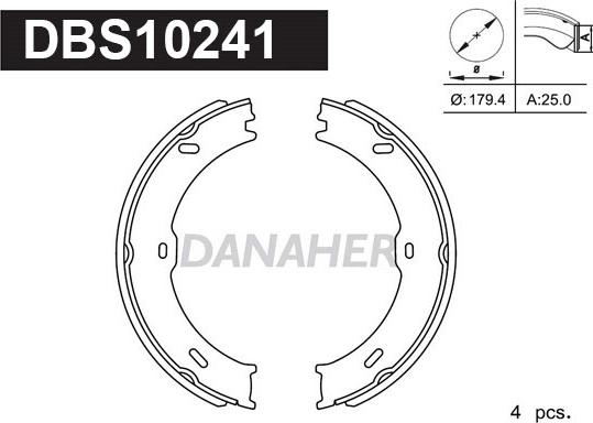 Danaher DBS10241 - Комплект гальм, ручник, парковка autocars.com.ua
