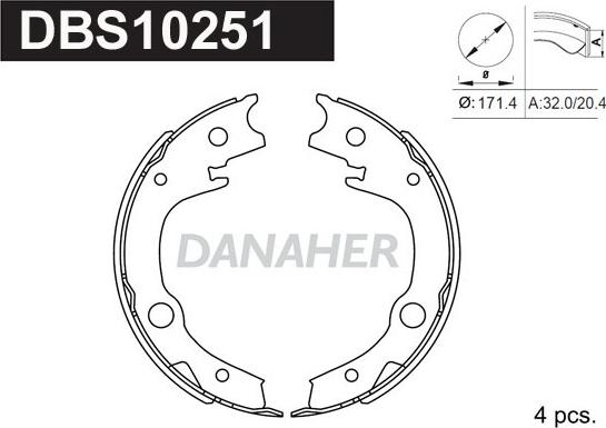 Danaher DBS10251 - Комплект гальм, ручник, парковка autocars.com.ua