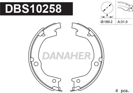 Danaher DBS10258 - Комплект тормозов, ручник, парковка autodnr.net