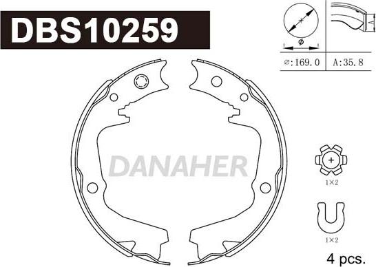Danaher DBS10259 - Комплект гальм, ручник, парковка autocars.com.ua