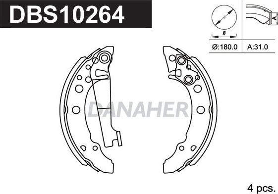 Danaher DBS10264 - Комплект гальм, барабанний механізм autocars.com.ua