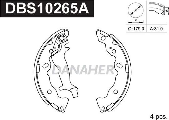 Danaher DBS10265A - Комплект гальм, барабанний механізм autocars.com.ua