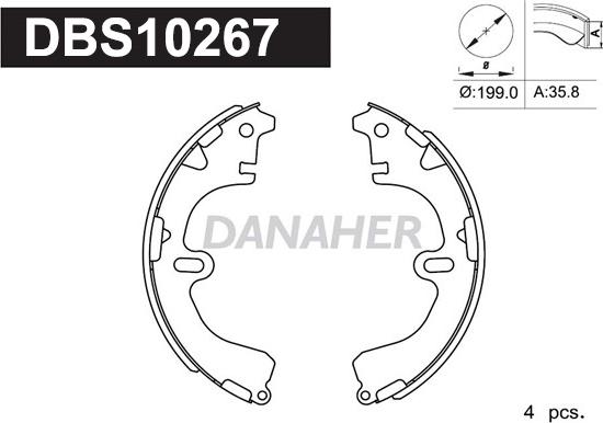 Danaher DBS10267 - Комплект гальм, барабанний механізм autocars.com.ua